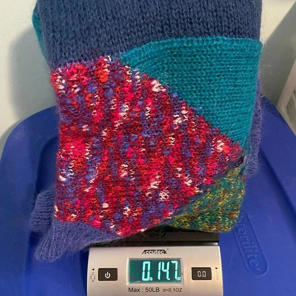 Vintage Mohair Sweater Size‎ large Hand Loomed Embroidered Abstract Design B12 - Picture 9 of 11